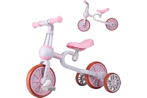 YGJT Balance Bike for 2 3 4 Years Old Boys Girls, Toddler Trike Bike 4 in 1 Kids Tricycle Bike with Detachable Pedals and Training Wheels, Ride On Toys Baby Birthday Easter Gifts