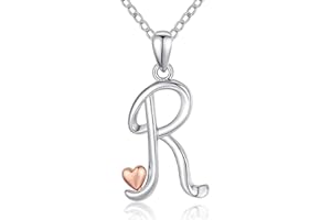 CELESTIA Mujer Collar Letras con Colgantes Inicial Nombre de Plata de Ley 925 Oro Rosa Joyas Personalizado Regalos para Hija Hermana Mujeres Joven Cumpleaños Navidad