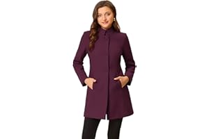 Allegra K Women's Winter Overcoat Mid-Long Stand Collar Single Breasted Coat Outerwear