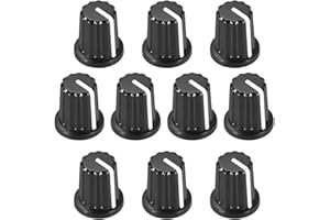 sourcing map 10Stk. Potentiometer Regler Knöpfe für Gitarre Lautstärke Ton 6mm Schwarz Weiß