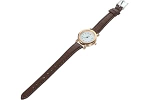 UKCOCO Quartz Analogique - Femme Analogique Quartz Montre avec Bracelet en Cuir Marron Cadran Blanc