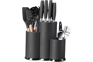 GEERDAN 3 in 1 Ceppo Coltelli da Cucina, Universale Porta Coltelli Cucina, Ceppo Coltelli Vuoto, Porta Utensili da Cucina, Portacoltelli da Cucina con Foro Scarico e Slot Porta