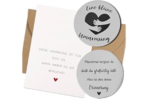 BHGT Eine kleine Umarmung Glücksbringer Glücksmünze Mutmacher Geschenk Abschluss Gute Besserung Geschenke für Prüfung Silvester Beste Freundin Kollegen Frau Männer Motivationsgeschenke