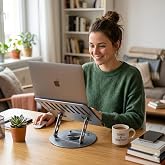 HEARTZ 360 DERECE SONSUZ POZİSYONDA D&Ouml;NEBİLEN KATLANABİLİR METAL ALAŞIMLI Y&Uuml;KSEKLİK VE A&Ccedil;I AYARLI KAYDIRMAZ TABLET NOTEBOOK V
