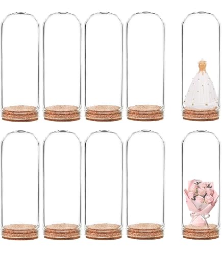 Cloche En Verre 30 Cm Diametre BENECREAT - Lot De 24 Dômes En Verre Avec Base En Liège - Parfait Pour Décorations De Maison De Poupée Ou Fêtes Cloche En Plastique Avec Socle