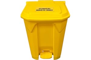 Chabrias Ltd 50L Clinical Waste Pedal Bin – Yellow Medical-Grade Foot-Operated Bin for Clinics, Schools & Offices – Durable Plastic, Hands-Free Operation, Odour-Resistant Lid, Compact Footprint