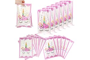 SIMUER 60 Piezas de Bolsa de Fiesta de Plástico de Patrón de Unicornio Bolsa de Regalo Bolsa de Dulces para Favores de Boda Cumpleaños Fiesta
