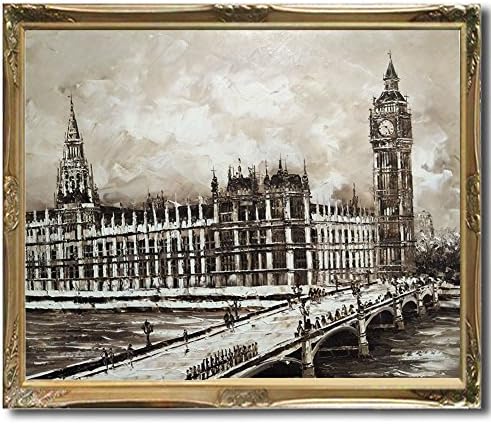 Smok Oko Art 100% Hand Painted Thick Knife London Street Scence Oil paintings on Canvas for Room Decoration,Unframed UnStretch (20"X24 #2)