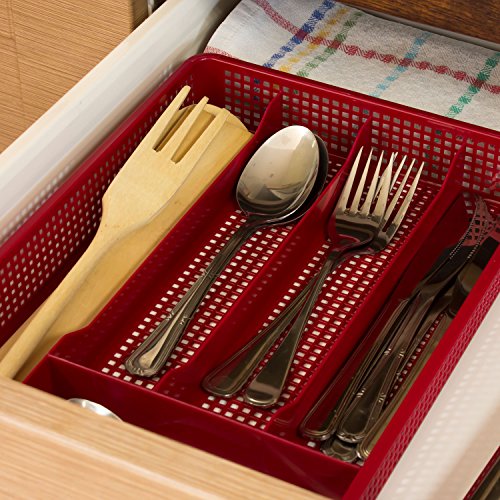 Gitter Besteckeinsatz Besteckkasten rot Schubkasten Einsatz 5 Fächer Kunststoff - 5