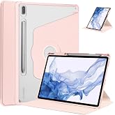 Samsung Galaxy Tab S7 FE LTE T737 T736 T733 T730 ile uyumlu Kılıf Termik Kalem B&ouml;lmeli D&ouml;nebilen Standlı Case Pembe