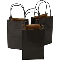 Katfort Mini Small Black Gift Bags 50 Pack, 4x2.75x4.5inch Small Kraft Paper Gift Bags Bulk With Cotton Handle Matte For HolidayShopping, Wedding, Party - View #4