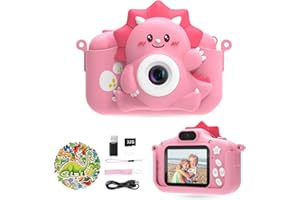 HiMont Appareil Photo Enfant, 20MP/1080P Appareil Photo Numérique pour Enfants & Caméra Vidéo Selfie avec Carte TF 32G,Camera Enfant Cadeau de Noël&Anniversaire pour Filles Garçons de 3 à 12 Ans(Rose)