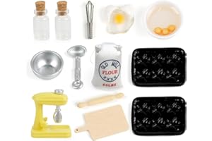 CADIMUS 13 pcs Juego de Hornear en Miniatura, Accesorios para Casa De Muñecas, Conjunto De Accesorios para Hornear, Contiene Miniatura Huevos, Harina Y Comida