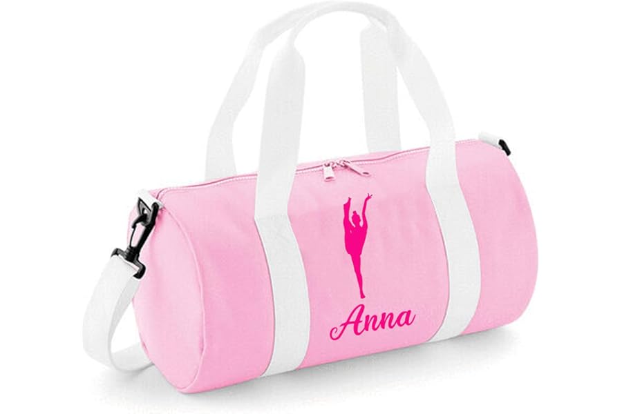 Personalised Gymnastics Bag Girls Dance Bags for Girls Kids Gym Bag Perfect Gymnastics Gifts & Sports Equipment Storage 20x20x40cm 12L Standing Splits Design Barrel Bag for Gymnastics Baby Pink
