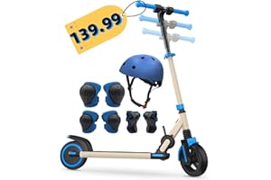 iScooter Monopattino Elettrico Bambini da 6-12 anni, Altezza Regolabili, Con Protezioni, Solo 7 KG Pieghevole Monopattino Elettrico Bambino, Due Tipi Freni, Velocità Max 15KM/H, Regalo per Bambini