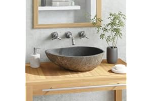 KOIECETA Lavabo Ovalado Lavamanos de Baño de Aseo Uso Diario Adorno para el Baño o la Cocina Superficie Interna Pulida Suave de Piedra Natural (37-46) x (29-36) x 15 cm (W x D x H)