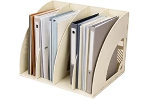 ITODA Rangement Bureau Organisateur de Bureau Table en Plastique 4 Compartiments DIY Porte-revues Magazines Casier de Stockage Support pour Papier A4 Document Dossier Magazine Cahier CD Livre