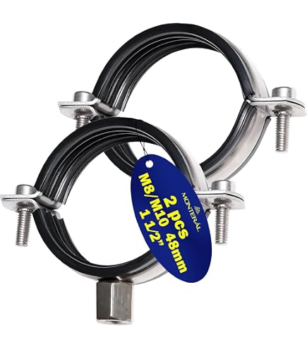 Colliers De Serrage Métalliques M8/M10 – Diamètre 35 Mm, Avec Joint Caoutchouc, Jeu De 2, Charge Max 150 Kg
