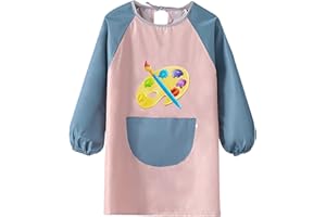 PAITOK Tablier d'Art pour Enfants, Tablier Imperméable avec Manches Longues Parfait pour la Peinture, la Cuisine, Beau Tablier pour Enfants de 6 à 12 Ans, Filles, Garçons
