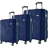 Safari Polypropylene Spinner Pentagon Pro 8 Wheels Set Of 3 (Cabin + Medium + Large) Trolley Bags, Hard Case, 360º Wheeling Luggage, Suitcase For Trav