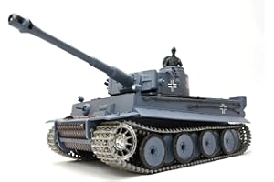 ES-TOYS RC Panzer Ferngesteuert mit Schussfunktion German Tiger I Heng Long 1:16 Rauch&Sound +Stahlgetriebe+Metallketten+Metall Räder+ 2,4Ghz -V7.0 PRO mit RRZ