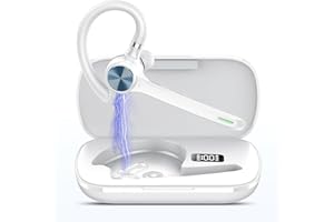 Hoxe Auriculares Manos Libres V5.3,100H Hablar Manos Libres, HD CVC8.0 Auricular Bluetooth Inalámbrico con Doble ENC Cancelación de Ruido Mic Mute, Monoaural Auricular para Conducir/Negocios/Oficina