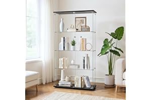BPKADHY Vitrina de cristal, Vitrina Expositora para Colecciones con cerradura y 2 puertas Vitrina expositora cristal de pie de 4 estantes,Vitrina de cristal expositor Vitrina Cristal para Salón, Dormitorio