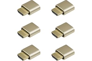 ADWITS 6-Pack 4K 2K 1080P 30Hz a 60Hz Compatible HDMI Display Emulator DDC EDID Adaptador de Monitor de Fantasma sin Cabeza Dummy Plug, Nueva versión más Alta 4096x2160 @ 60Hz en Color Dorado
