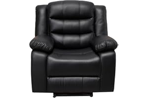 SOFAHEAVEN Modern Recliner Black Bonded Leather 3+2+1 Seater sofa set - 3 Seater Suite For Living Room - two Seaters Couches & Settee (Armchair)