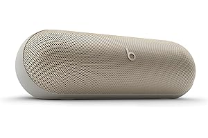 Beats Pill Tragbarer Bluetooth-Lautsprecher, Bis zu 24 Stunden Akkulaufzeit, Wasserabweisend, Kompatibel mit Apple & Android, Kraftvoller Sound für Zuhause, Outdoor - Champagner