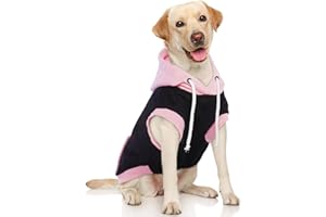 Hjumarayan Felpe con Cappuccio per Cani, Cotone Felpa Cane Grande Felpa senza Maniche per Cania Blocchi di Colore, Felpa con Cappuccio Cane per Primavera Autunno Inverno, Rosa XXXL