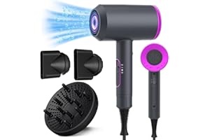 JIAABCHOMO Haartrockner Ionen Föhn 2000W Schnelltrocknen Fön mit Heiß-/Kalttaste Haarföhn mit 1 Diffusor and 2 Stylingdüse Hair Dryer 3 Heiz&2 Gang