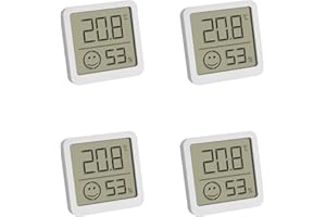 TFA Dostmann digitales Thermo-Hygrometer, 4er Set, 30.5053.02.04, Innentemperatur und Luftfeuchtigkeit, klein und handlich, zum Aufstellen oder Hängen, (L) 46 x (B) 13 (34) x (H) 43 mm, weiß