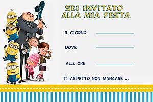 GENERICO CORMAR INVITO COMPLEANNO IN CARTONCINO BAMBINO BAMBINA KIT DA 20 PEZZI