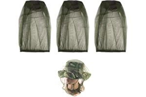 CUAYAES Rete per la testa di alta qualità con fori extra fini, maschera per campeggio, escursionismo, pesca, protezione da insetti, api, zanzare e moscerini, 3 pezzi