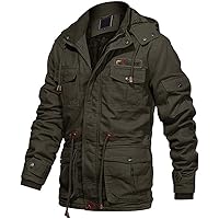 EKLENTSON Men's Cotton Military Jacket Winter Fleece Coats Full Zip ...