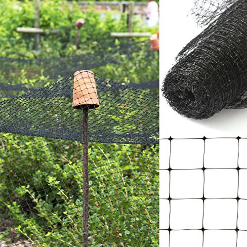 Vogelschutz-Netz zum Abdecken von Bäumen, Sträuchern und Beeten | reißfestes Vogelnetz für Garten, Balkon oder Teich | zum Schutz vor Vögeln | Maschenweite: 13 mm | schwarz | 4×10 m - 5