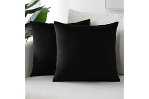 Sungeek Aksamitne poszewki na poduszki miękkie, dekoracyjne poszewki na poduszki z niewidocznym zamkiem błyskawicznym, luksusowe poszewki na poduszki do dekoracji domu, na sofę, do sypialni, salonu, 45 x 45 cm, czarne