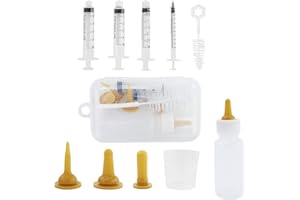 JRSHIRLEYLTD Ensemble de biberons d'élevage, tétine en silicone, tétine pour animaux de compagnie avec brosse, gobelet doseur, seringue d'alimentation, mini tétine, boîte de rangement
