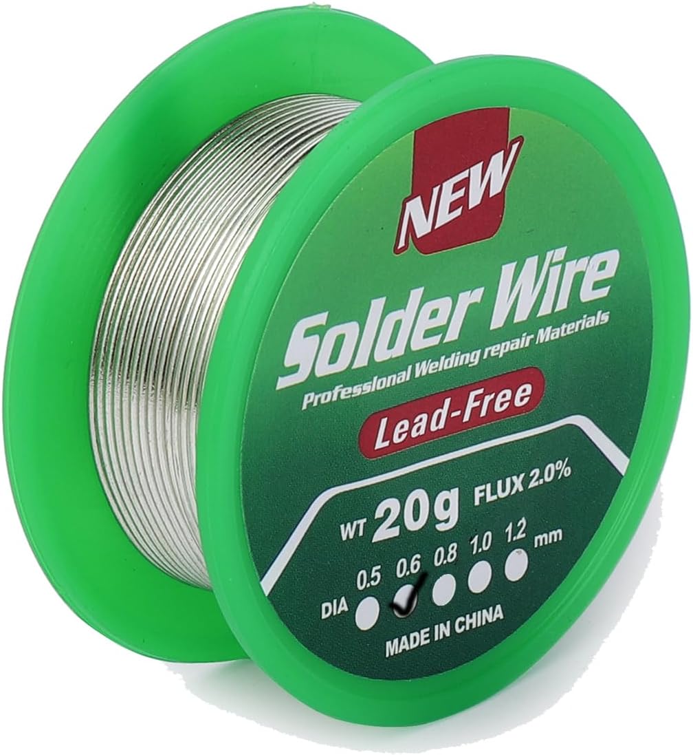 Alambre de Soldadura sin Plomo,Hilo Estaño para Soldar 0.6mm 20g, Plata Estaño para Soldadura Electronica, Alambre Colofonia Núcleo Soldar, Sn99.3% Cu0.7%