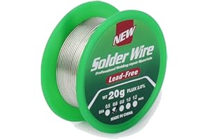 KA WAH CORE Etain a Souder, Fil de Soudure Sans Plomb 0.6mm 20g, Mince à Noyau Avec Flux de Colophane, Sn99.3%-Cu0.7%, Bobine d'étain à Souder pour Soudure la électrique
