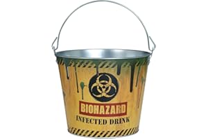 FIESTAS GUIRCA | Cubo Metálico Reutilizable (19x23 cm) - Decoración de Mesa para Fiestas de Verano, Año Nuevo y Halloween - Ideal para Temáticas Hawaianas y Terroríficas