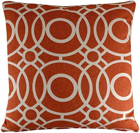 Red Geometric Cushion Cover, Circle Pattern Pillow 16x16, Handmade UK
