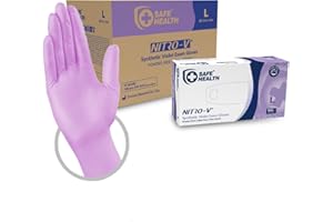 Safe Health Guanti monouso da esame Nitro - V in Nitile Vinile sintetico Viola Taglia L | 1000 pezzi | Senza polvere Senza lattice | CE EN455 Uso medico Ipoallergenici Alimentare Estetista
