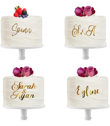 Pet-Jos Cake Topper Mariage En Bois Personnalisable - Décoration Gâteau Avec Noms