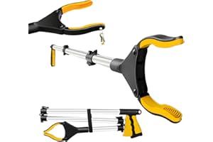 DINGBLUE 43inches Litter Pickers Rubbish Picker Grabber - 110cm Long Reach Litter Pickers for Adults Pickers Grabber Stick for Picking Rubbish Weeds Leaves Gardening Elderly Disabled(Yellow)