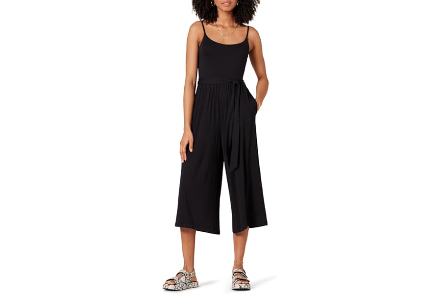 Amazon Essentials Women's Jersey Cami Cropped Wide Leg Jumpsuit
