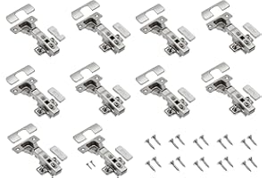 GTV 10 charnières hydrauliques ECHC, superposables - Charnière avec amortissement - Butée d'angle - Plaque de montage H = 0 avec vis européennes - Fermeture silencieuse - Charnière de meuble -