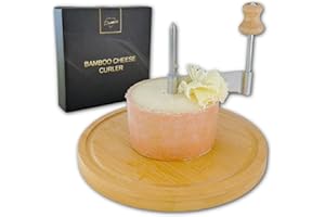 DURAWE COMPANY Girolle per formaggio Fraiseur in bambù Ø 22 cm con lama in acciaio inox – raschietto rotativo per Tête de Moine, fiori di formaggio e scaglie di cioccolato – robusto, decorativo, idea regalo