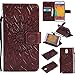 Produktbild Lonchee Samsung Galaxy Note 3 Note3 N9000 Leder Wallet Tasche Brieftasche Schutzhülle , Sonnenblumen geprägten Muster Design Hochwertige PU Leder Folio Tasche Case Hülle im Bookstyle mit Standfunktion Kredit Kartenfächer (braun)